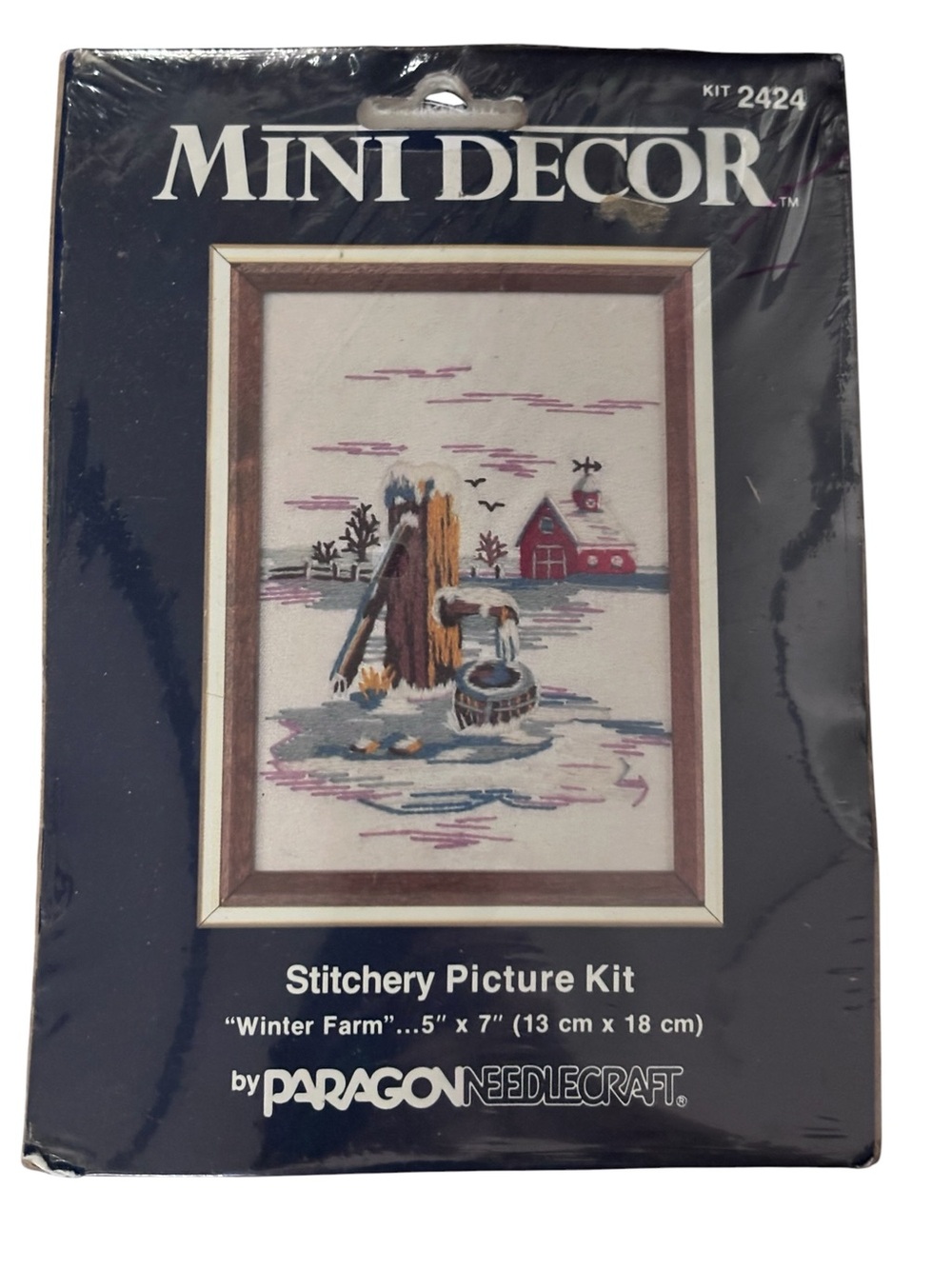 Vintage ‘85 Paragon Needlecraft Mini Decor Stitchery Kit 2424 Winter Farm